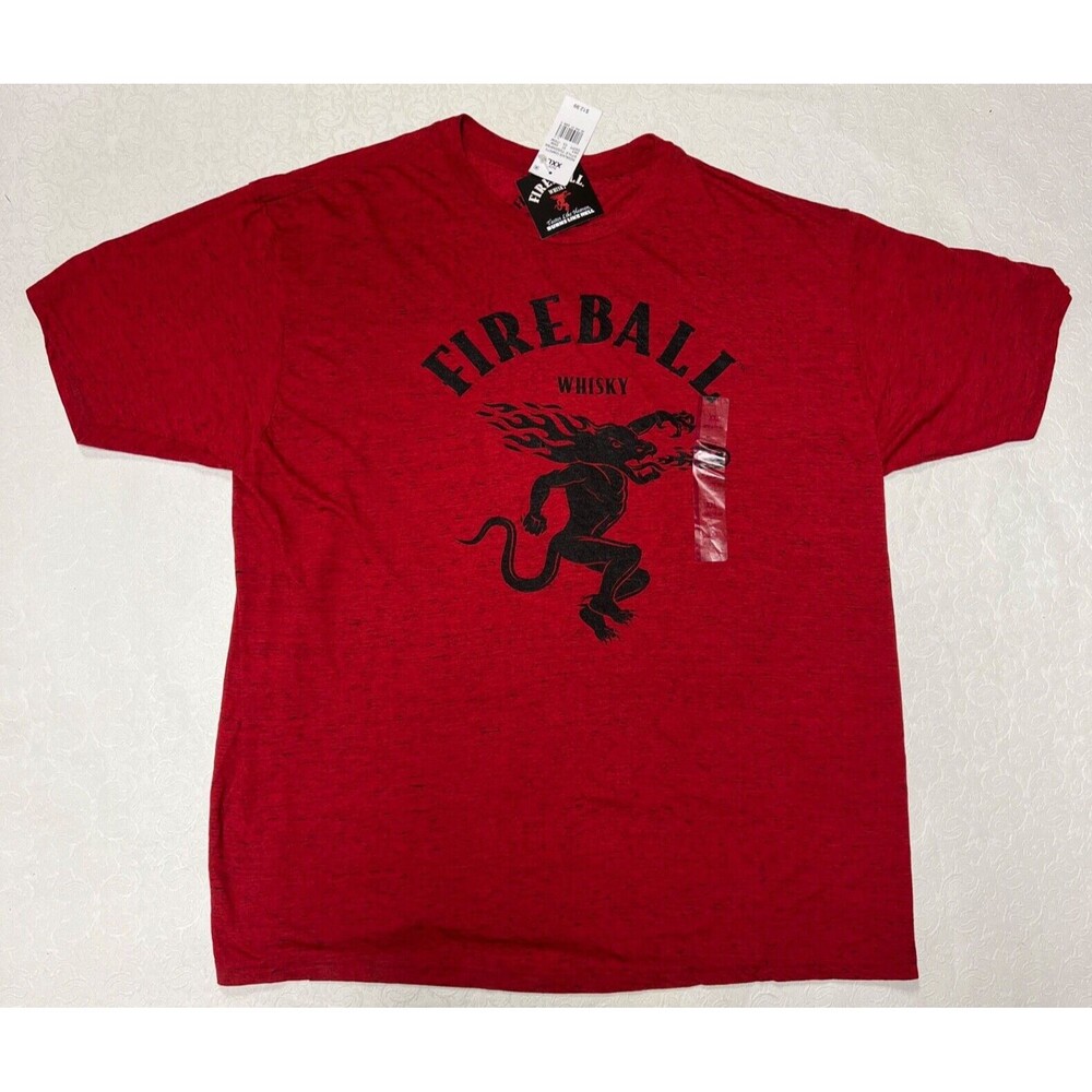 NWT Fireball Whiskey T-Shirt Red w/Fire Breathing Dragon Logo, Men's Sz XXL